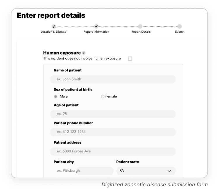 Digitized reporting form
